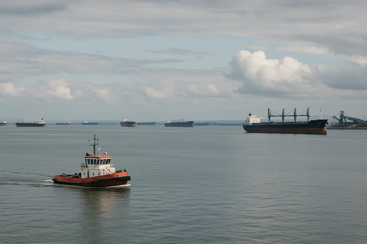 Remolcador navegando en el puerto de Newcastle