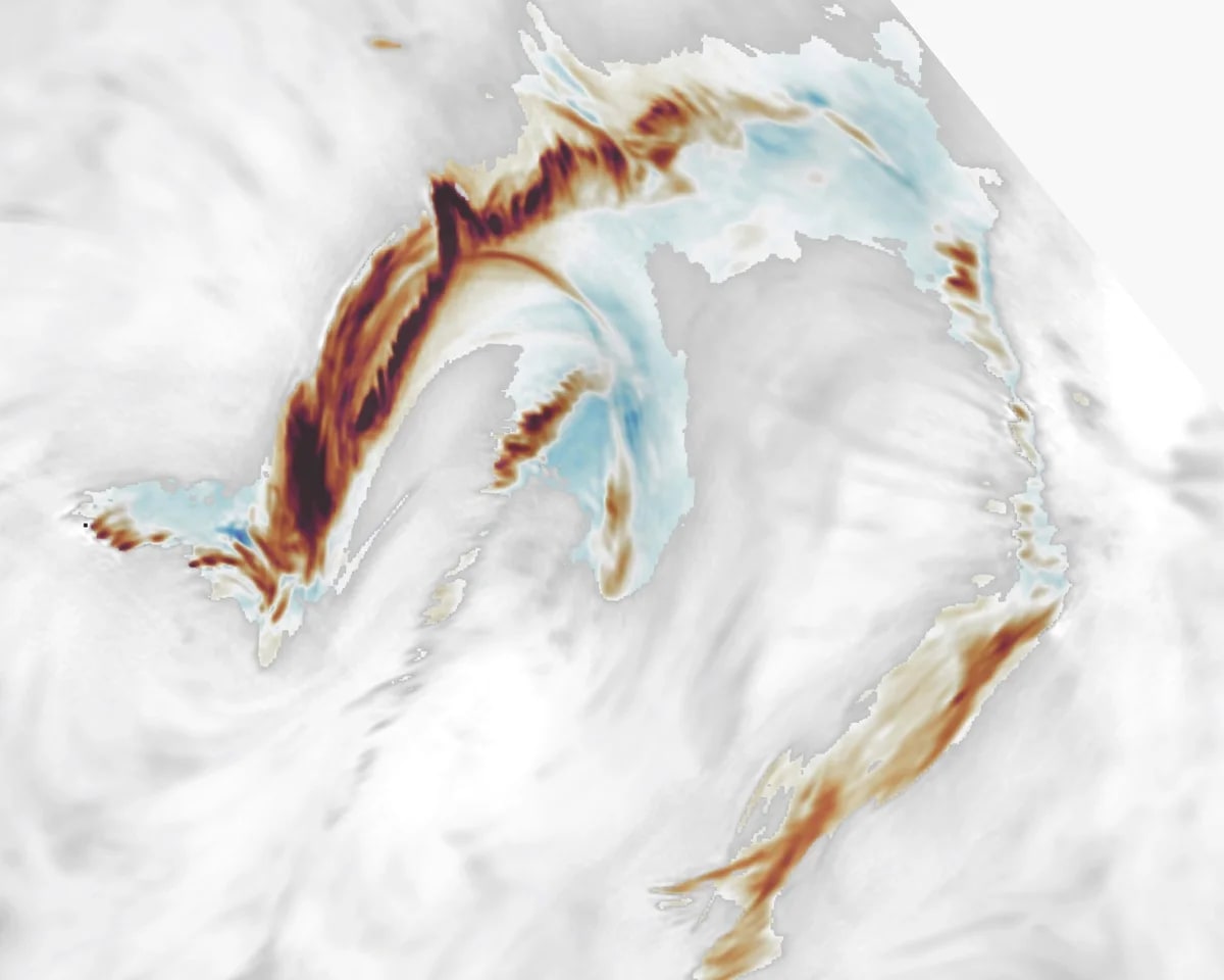 Estructuras circulares de plasma observadas durante una llamarada solar