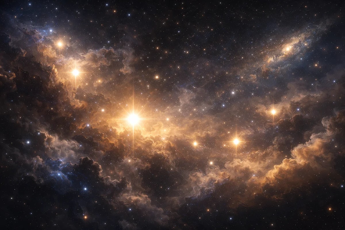 Región del universo primitivo con estrellas gigantes y nubes de gas