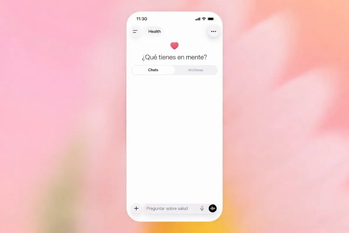 Interfaz de la app Health