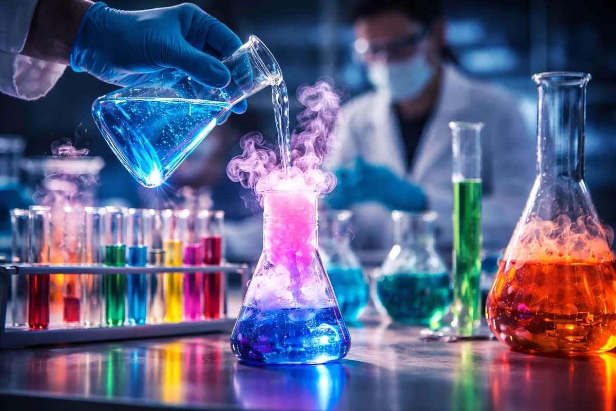Reacción química en laboratorio