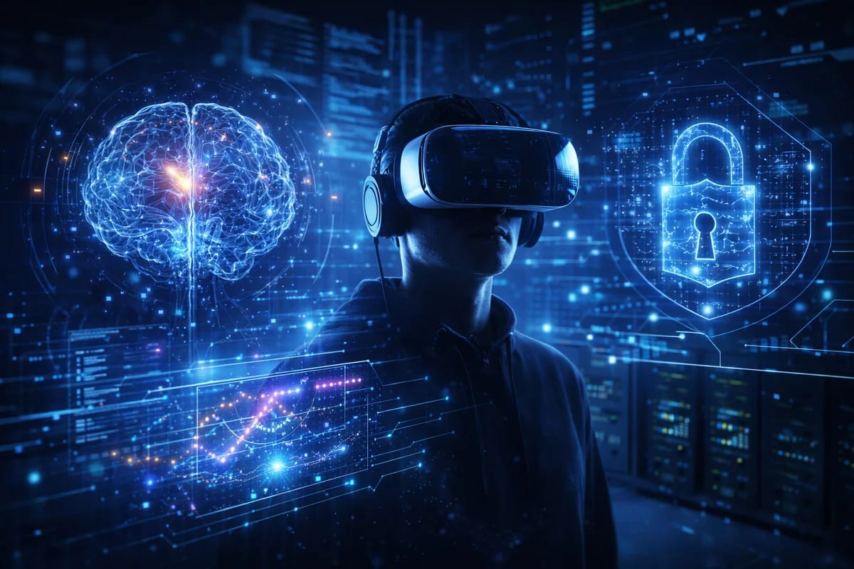Tecnología futurista con IA y realidad virtual