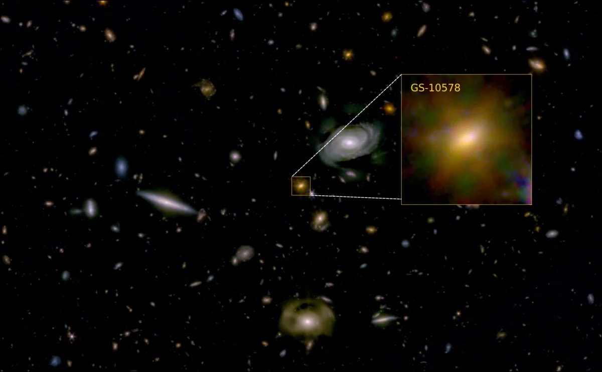Imagen de la galaxia GS-10578 captada en el universo temprano