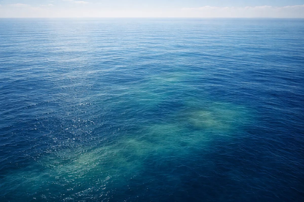 Superficie del océano con variaciones de color que sugieren acumulación de calor