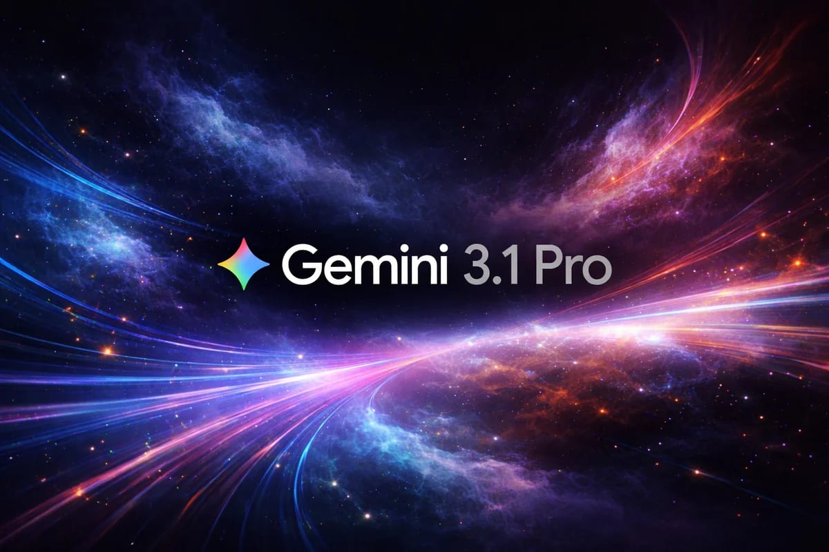 Banner horizontal con texto Gemini 3.1 Pro sobre fondo espacial colorido