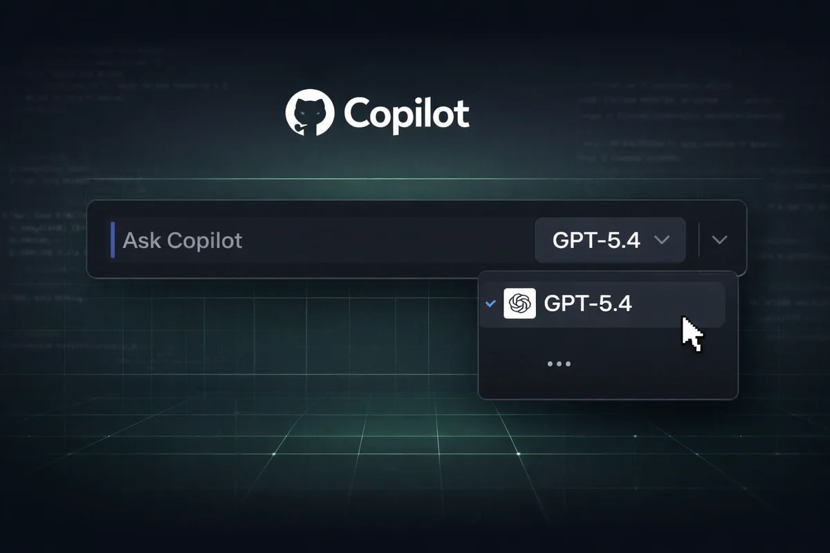 Interfaz de GitHub Copilot con el modelo GPT-5.4 seleccionado en el menú desplegable