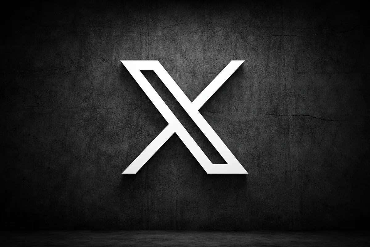 Logo de X sobre muro oscuro