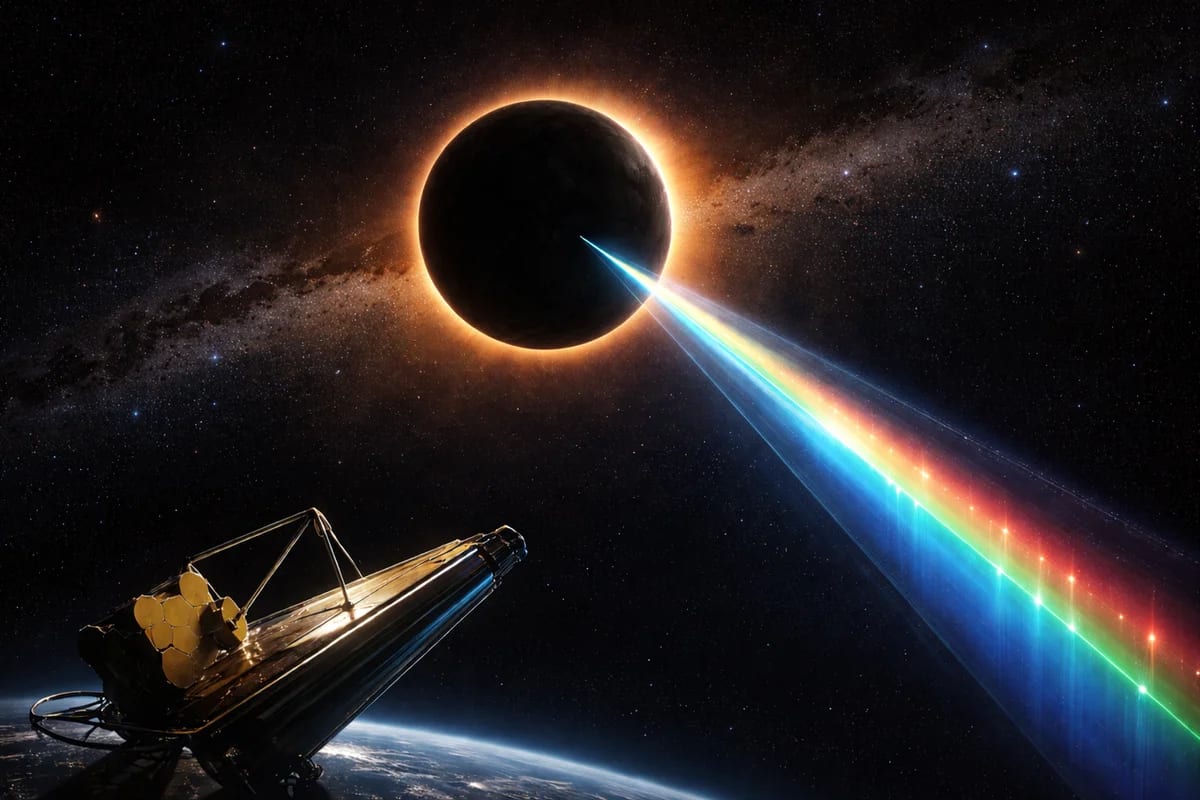 Espectro de luz de un exoplaneta observado por un telescopio
