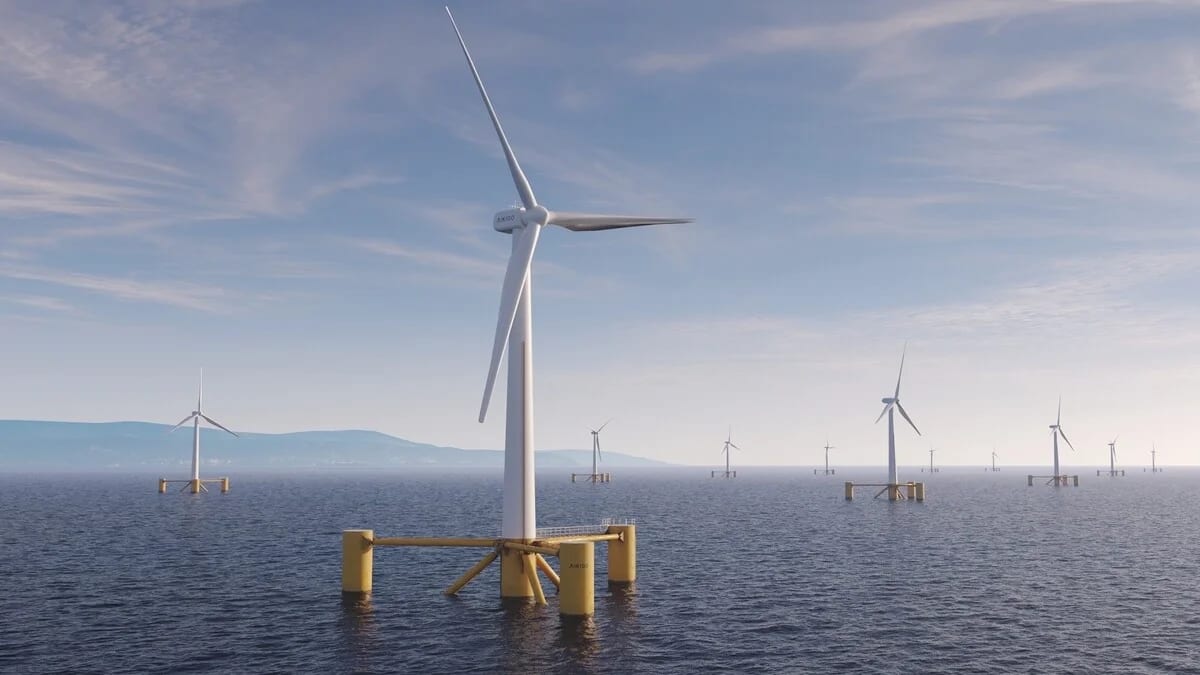 Aerogeneradores marinos flotantes en un parque eólico offshore