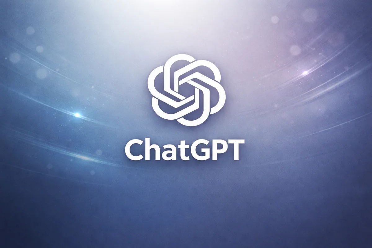 ChatGPT con logotipo centrado sobre fondo tecnológico azul