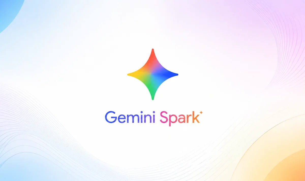 Logo de Gemini Spark sobre fondo abstracto con diseño minimalista