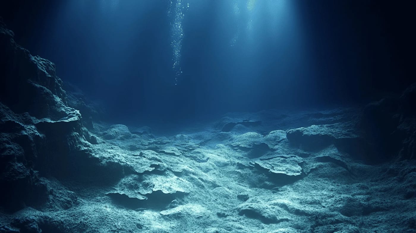 Representación artística de mundos hundidos bajo el océano Pacífico.