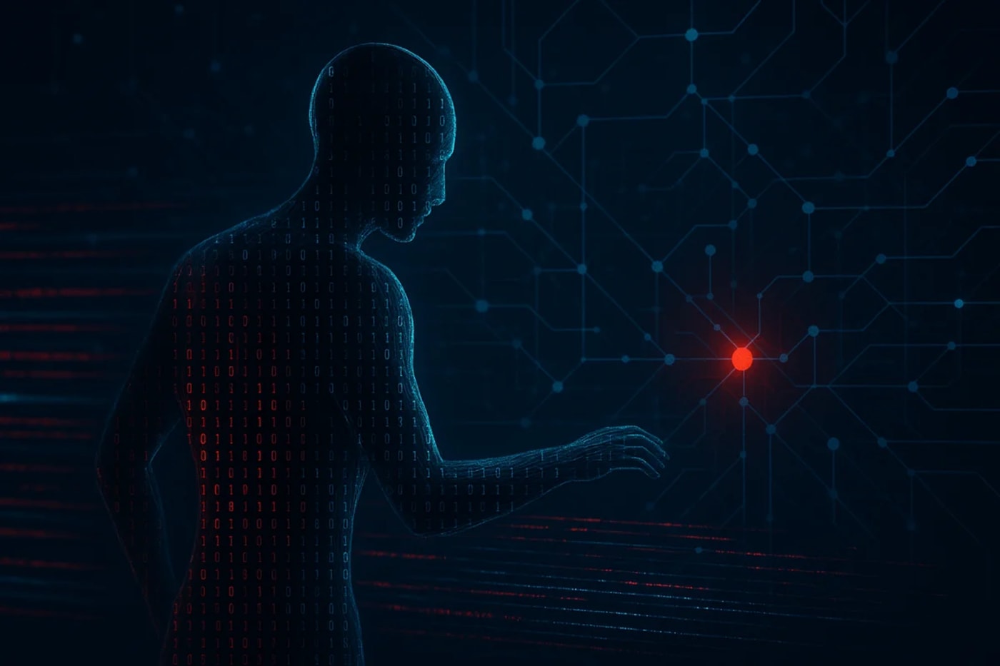 Agente de inteligencia artificial infiltrando una red digital como símbolo de ciberataque autónomo.
