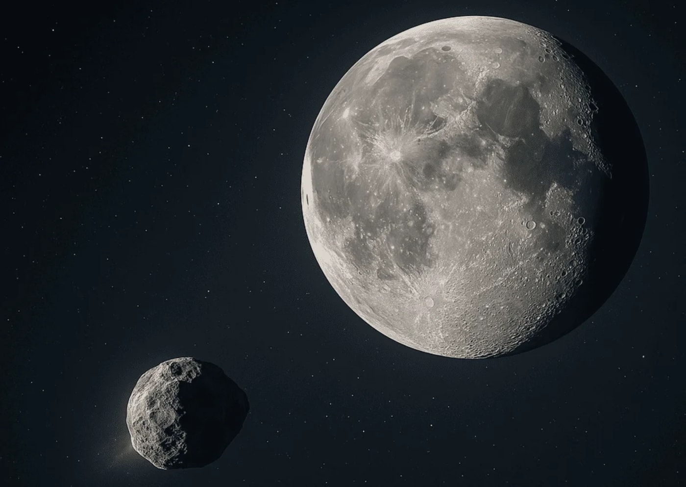 Asteroide 2024 YR4 se aproxima lentamente a la Luna en un recorrido silencioso