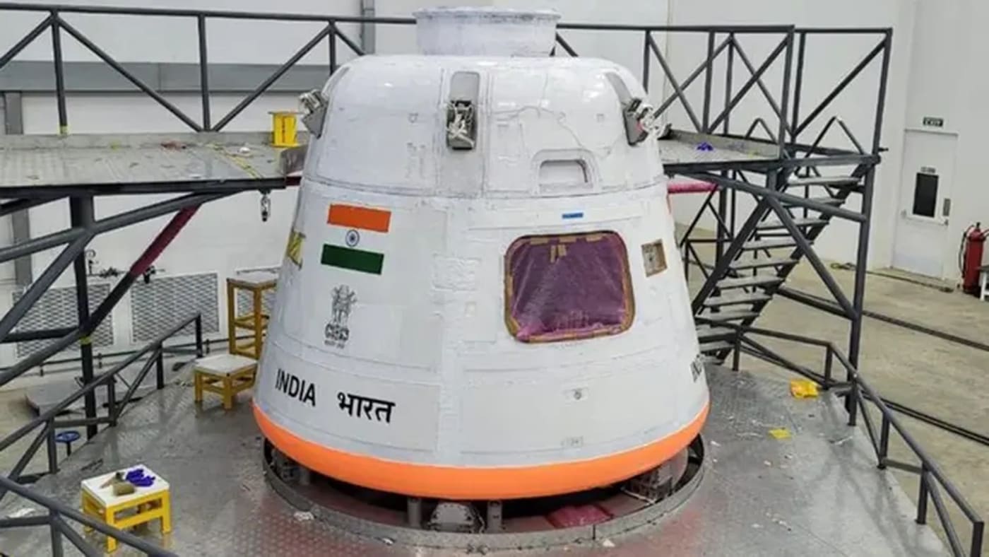 La cápsula espacial tripulada Gaganyaan desarrollada por ISRO, India