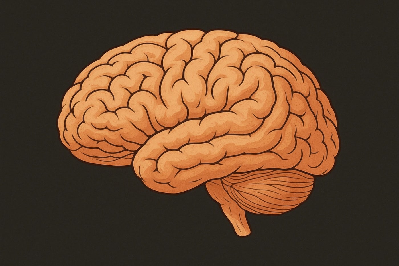 Ilustración científica de un cerebro humano en vista lateral