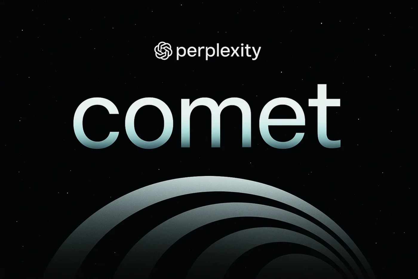 Logo de Comet de Perplexity sobre fondo estrellado