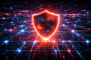 Escudo digital luminoso sobre red de datos
