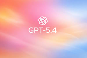 Logo de OpenAI sobre fondo degradado con el texto GPT-5.4 en diseño minimalista