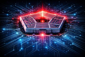 Pentágono con red digital de inteligencia artificial.