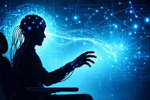 Interfaz cerebro-computadora conectando señales neuronales con un sistema digital