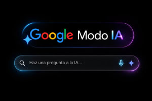 Interfaz de Google Modo IA con barra de búsqueda en modo oscuro