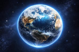 Vista del planeta Tierra desde el espacio con océanos y continentes visibles