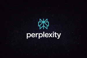 Logo de Perplexity sobre fondo oscuro con estrellas en el espacio