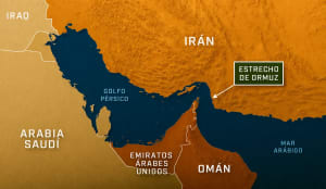 Mapa del estrecho de Ormuz