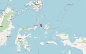 Mapa del norte de Indonesia con epicentro del terremoto en el mar de las Molucas