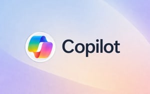 Logo de Copilot sobre fondo degradado