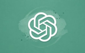 Logo de ChatGPT con fondo verde y pinceladas artísticas minimalistas