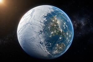 Planeta Tierra parcialmente congelado durante la era Bola de Nieve