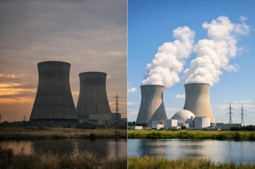 Central nuclear dividida: apagada y operativa