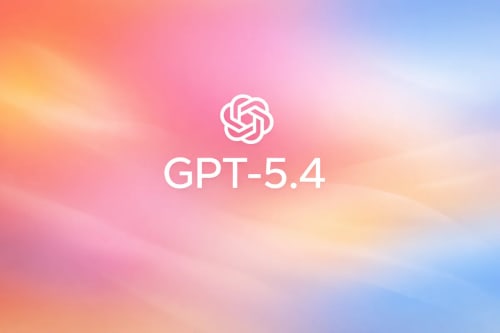 Logo de OpenAI sobre fondo degradado con el texto GPT-5.4 en diseño minimalista