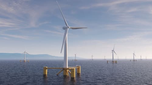 Aerogeneradores marinos flotantes en un parque eólico offshore