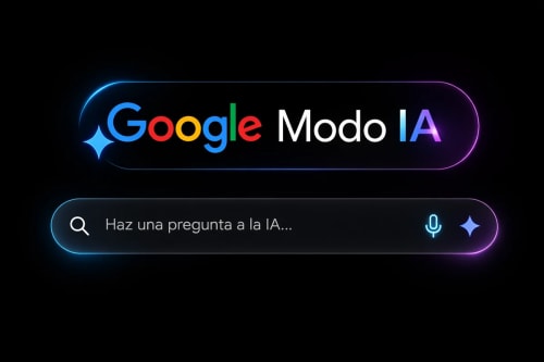 Interfaz de Google Modo IA con barra de búsqueda en modo oscuro