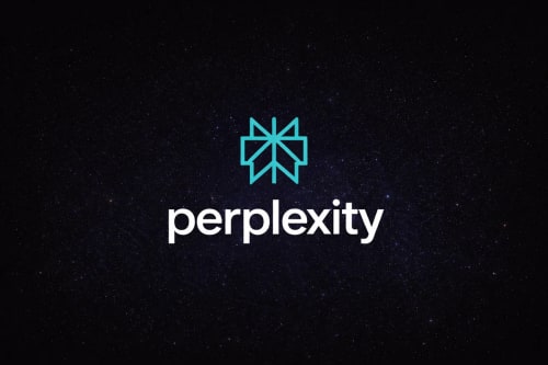 Logo de Perplexity sobre fondo oscuro con estrellas en el espacio