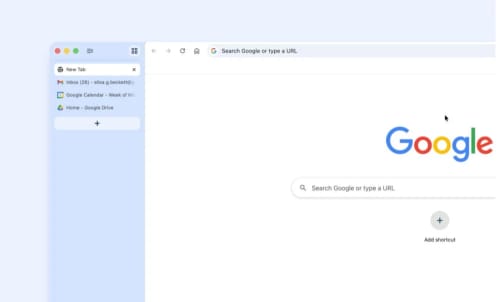 Interfaz de Google Chrome con pestañas verticales en el lateral izquierdo
