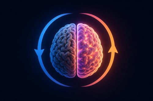Cerebro dividido con efecto de envejecimiento y regeneración