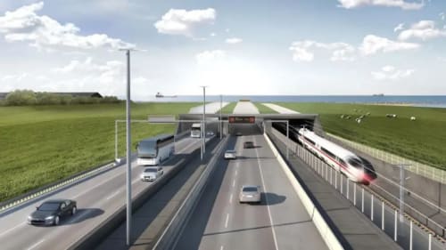 Túnel Fehmarnbelt con carretera y tren en paralelo
