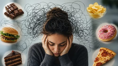 Ruido alimentario y pensamientos sobre comida.