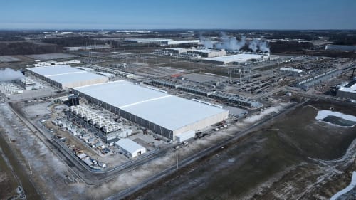 Vista aérea del campus de centros de datos de Google en New Albany, Ohio