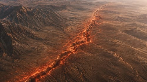 Dos fallas sísmicas cruzan un paisaje árido del sur de California