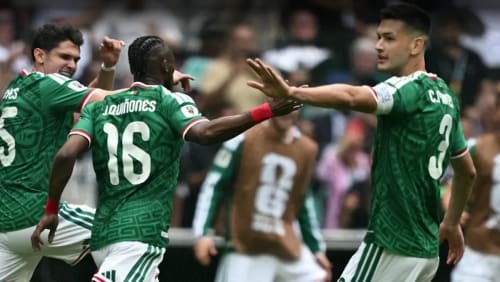 Jugadores de México celebran en el Mundial de 2026