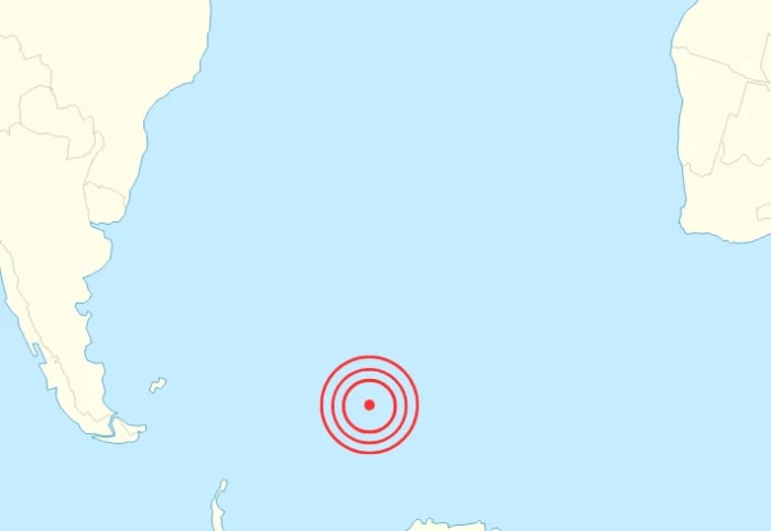 Ubicación del epicentro del terremoto y tsunami de las Islas Sandwich del Sur en 2021