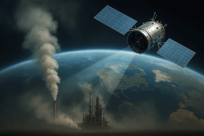 Satélite de observación del PNUMA detecta fugas de metano en una planta industrial desde la órbita terrestre para el seguimiento climático global