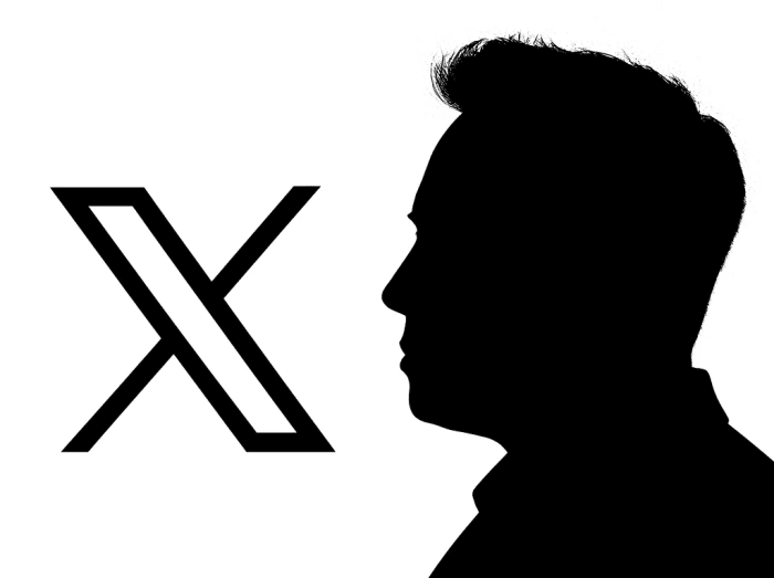 Silueta de una persona frente al logotipo de la plataforma X sobre un fondo blanco