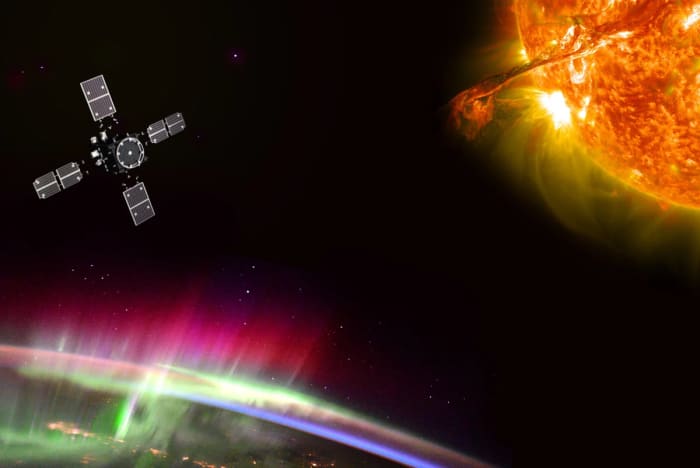 Visualización científica que muestra la compresión extrema de la plasmasfera terrestre durante una supertormenta geomagnética