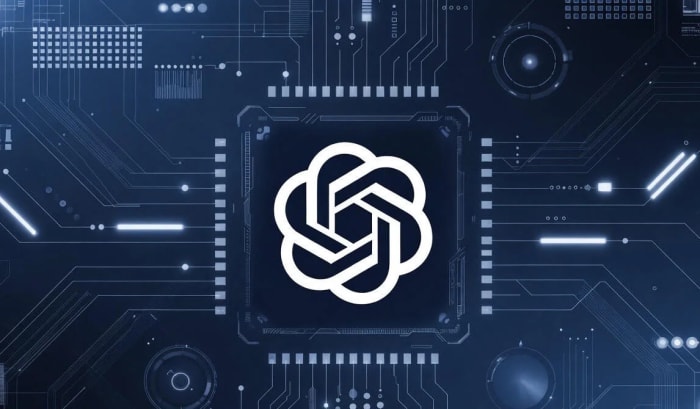 Logotipo de OpenAI destacado sobre un circuito digital